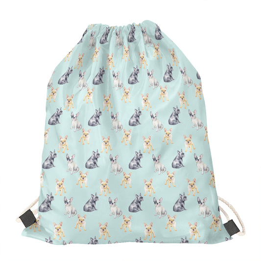 Watercolor French Bulldog Pattern Print Drawstring Bag