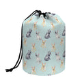 Watercolor French Bulldog Pattern Print Drawstring Makeup Bag