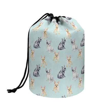 Watercolor French Bulldog Pattern Print Drawstring Makeup Bag