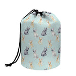 Watercolor French Bulldog Pattern Print Drawstring Makeup Bag