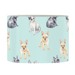 Watercolor French Bulldog Pattern Print Drum Lamp Shade