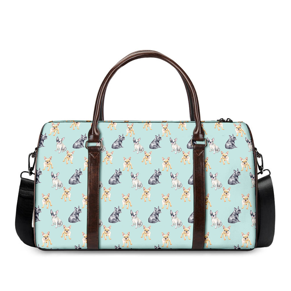 Watercolor French Bulldog Pattern Print Duffle Bag