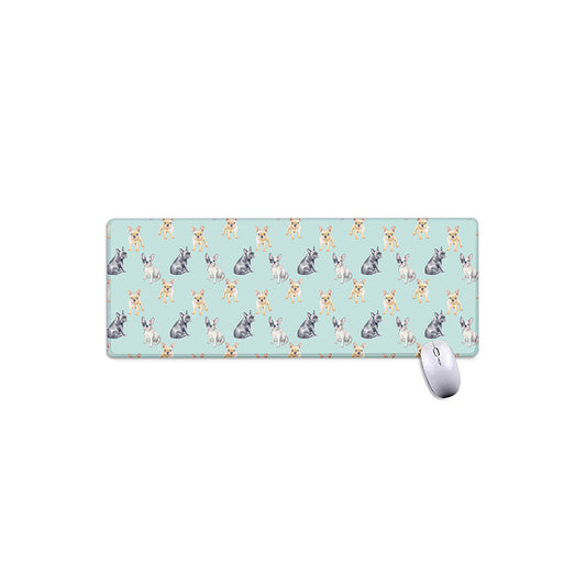 Watercolor French Bulldog Pattern Print Extended Mouse Pad