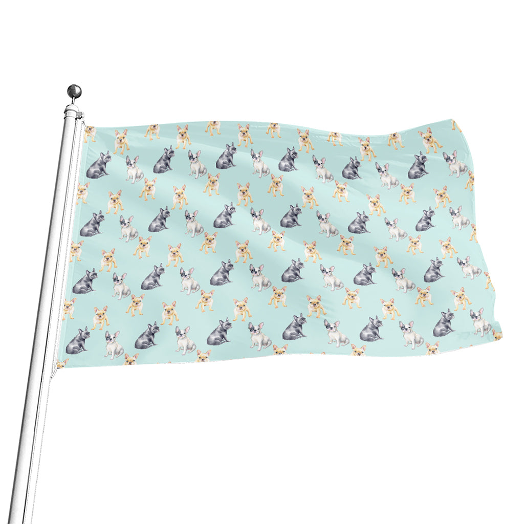 Watercolor French Bulldog Pattern Print Flag