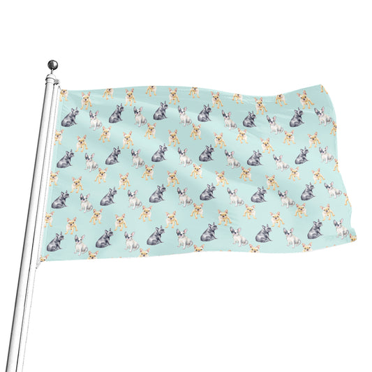 Watercolor French Bulldog Pattern Print Flag