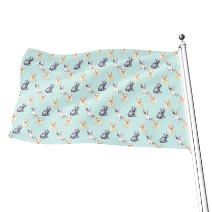 Watercolor French Bulldog Pattern Print Flag