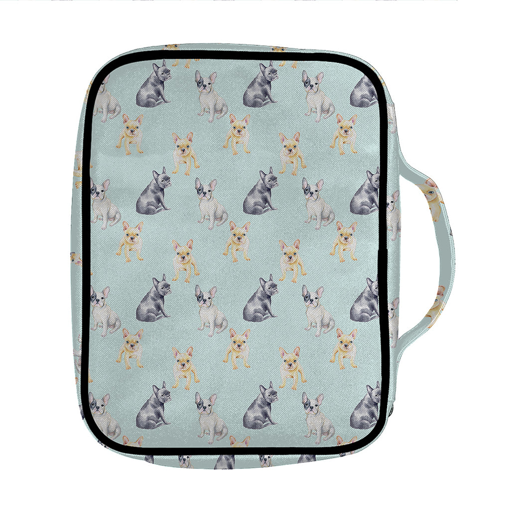 Watercolor French Bulldog Pattern Print Front Pocket Bible Bag