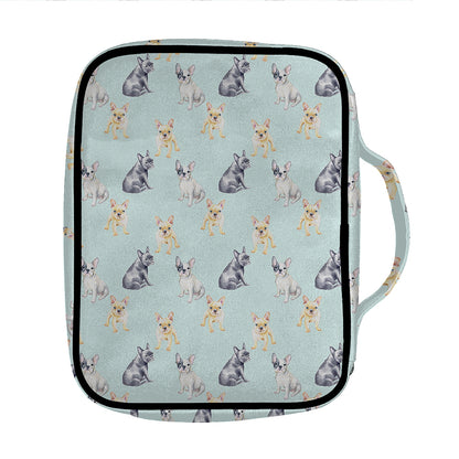 Watercolor French Bulldog Pattern Print Front Pocket Bible Bag
