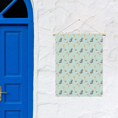 Watercolor French Bulldog Pattern Print Garden Flag