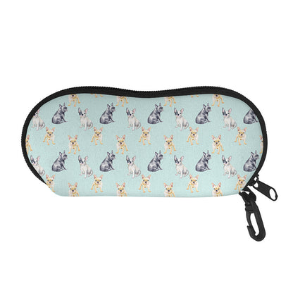 Watercolor French Bulldog Pattern Print Glasses Case