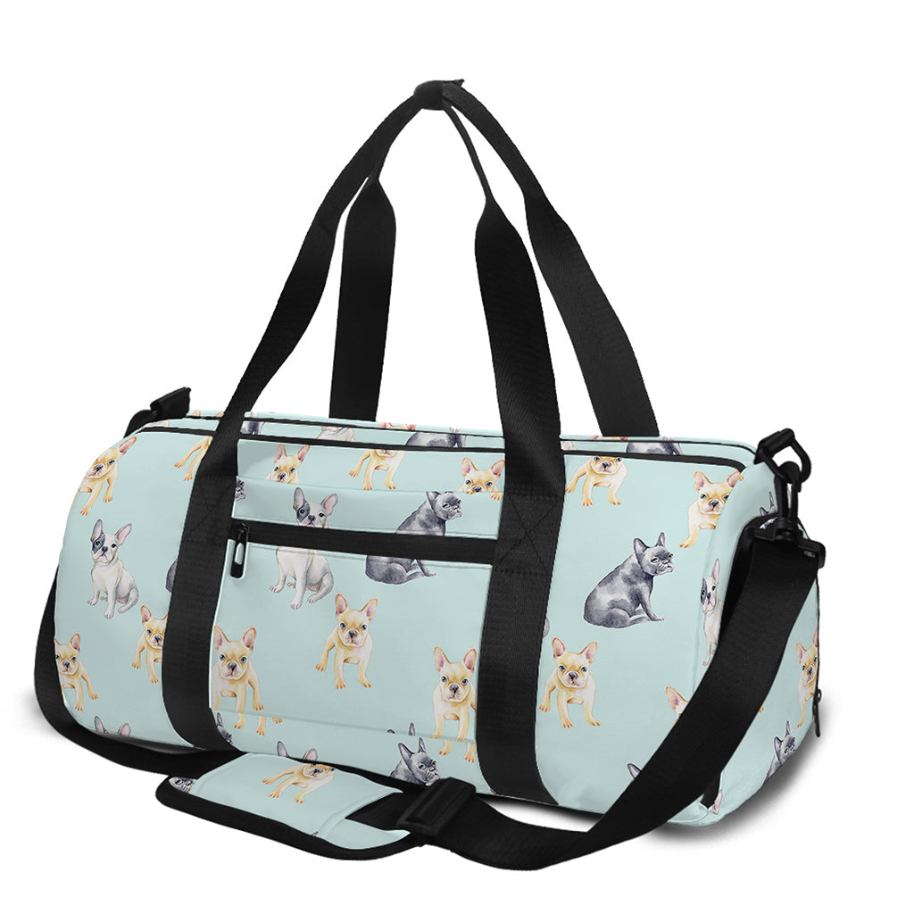 Watercolor French Bulldog Pattern Print Gym Bag