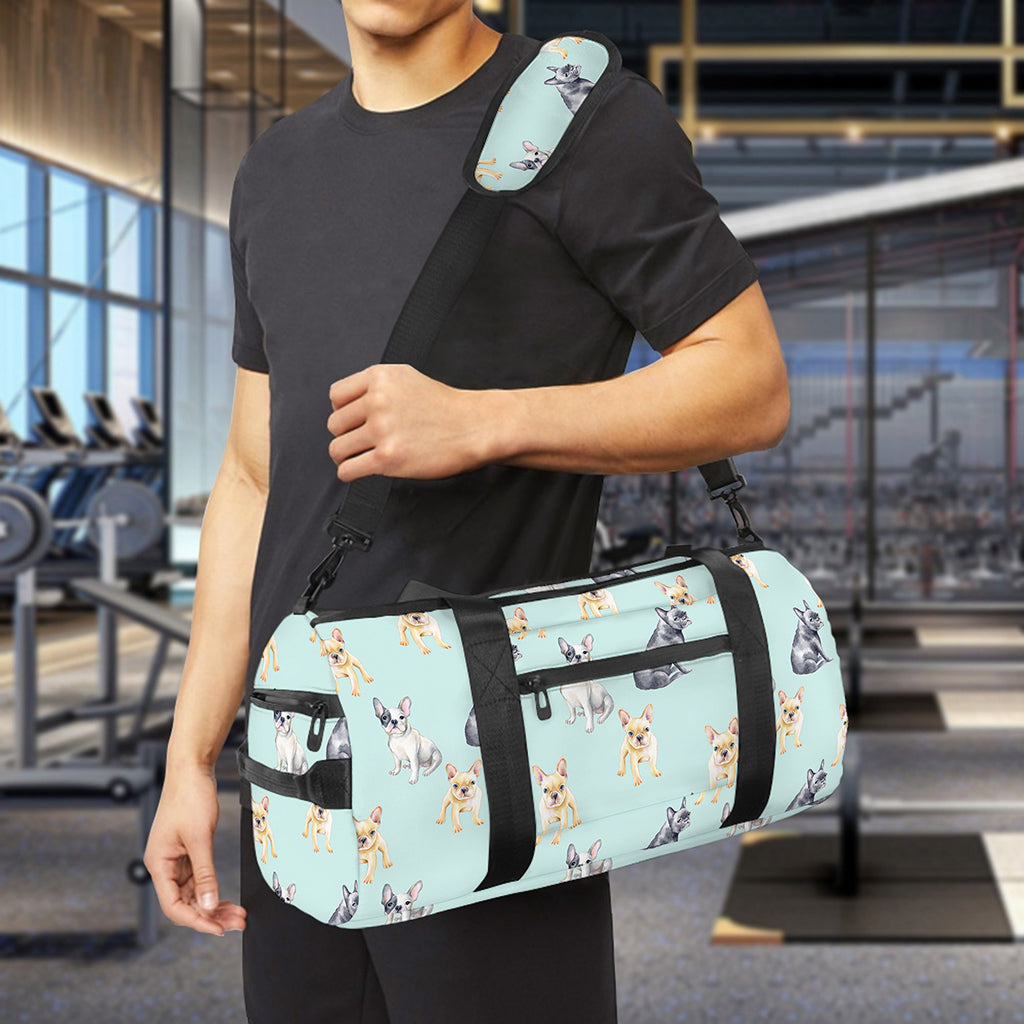 Watercolor French Bulldog Pattern Print Gym Bag