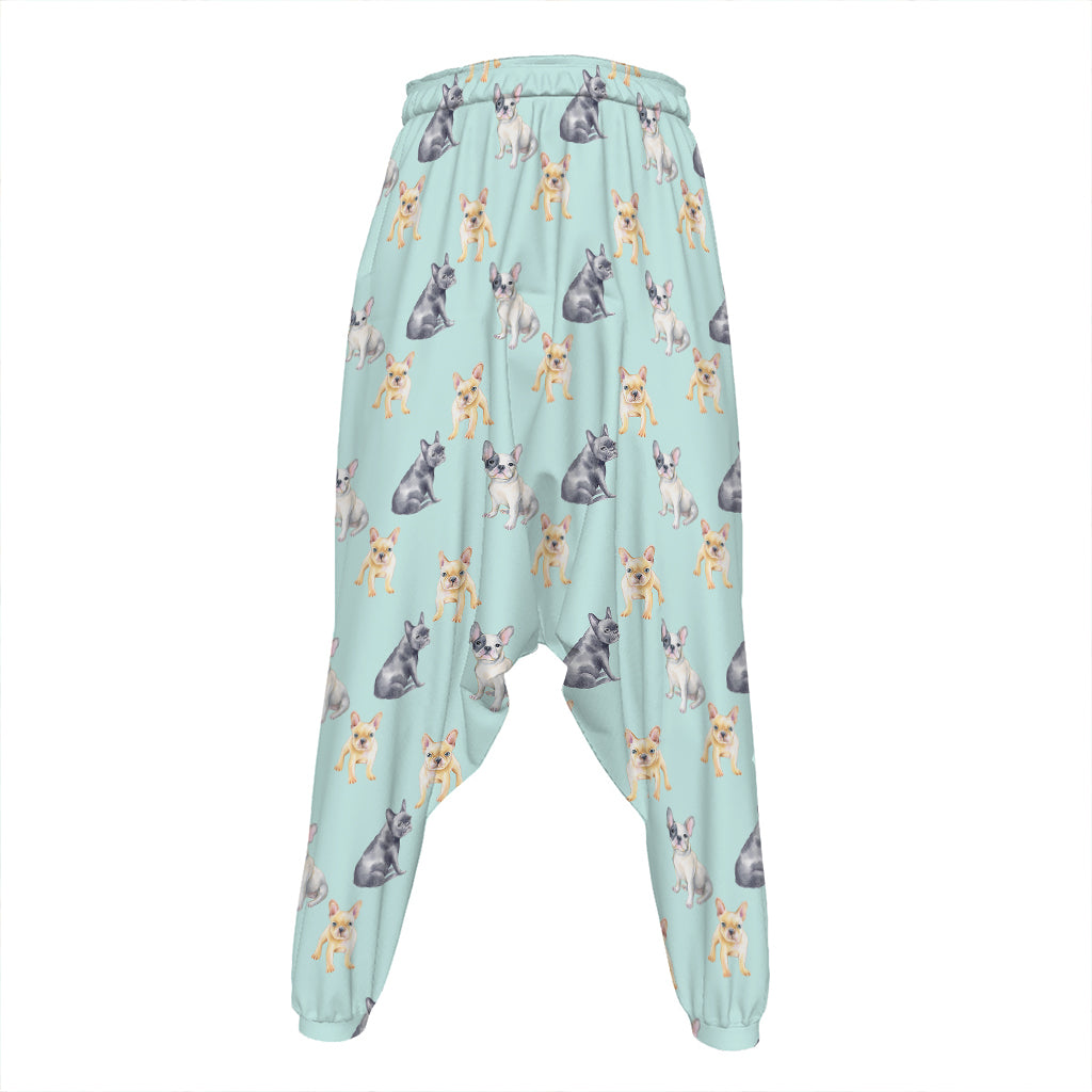 Watercolor French Bulldog Pattern Print Hammer Pants