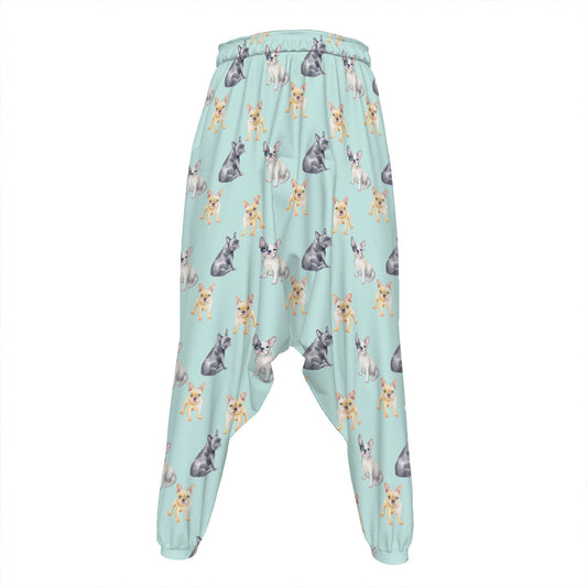 Watercolor French Bulldog Pattern Print Hammer Pants