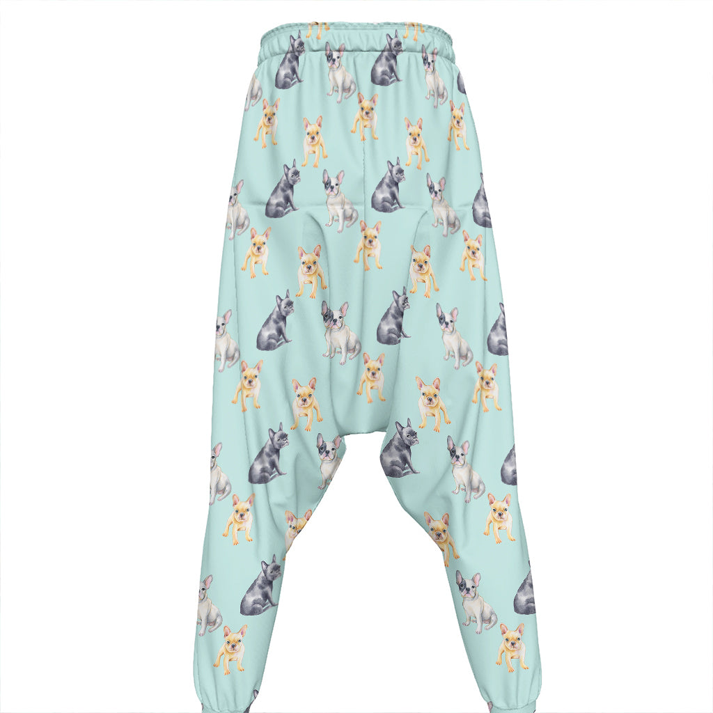 Watercolor French Bulldog Pattern Print Hammer Pants