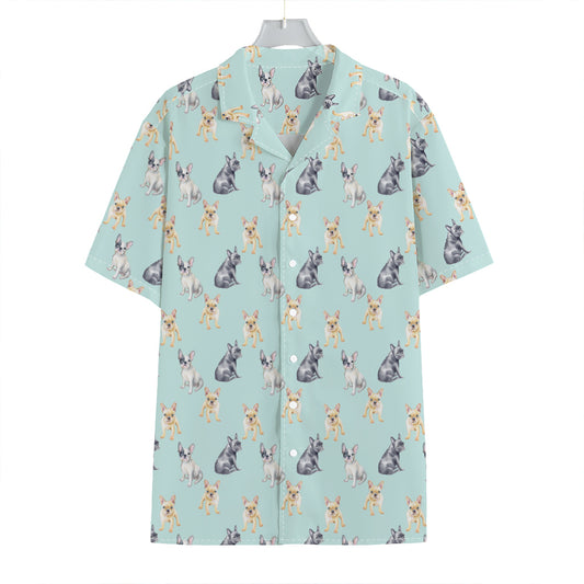 Watercolor French Bulldog Pattern Print Hawaiian Shirt
