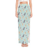 Watercolor French Bulldog Pattern Print High Slit Maxi Skirt