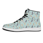 Watercolor French Bulldog Pattern Print High Top Leather Sneakers