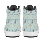 Watercolor French Bulldog Pattern Print High Top Leather Sneakers