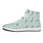 Watercolor French Bulldog Pattern Print High Top Leather Sneakers