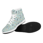 Watercolor French Bulldog Pattern Print High Top Leather Sneakers