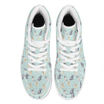 Watercolor French Bulldog Pattern Print High Top Leather Sneakers