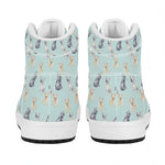 Watercolor French Bulldog Pattern Print High Top Leather Sneakers