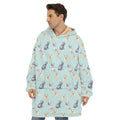 Watercolor French Bulldog Pattern Print Hoodie Blanket