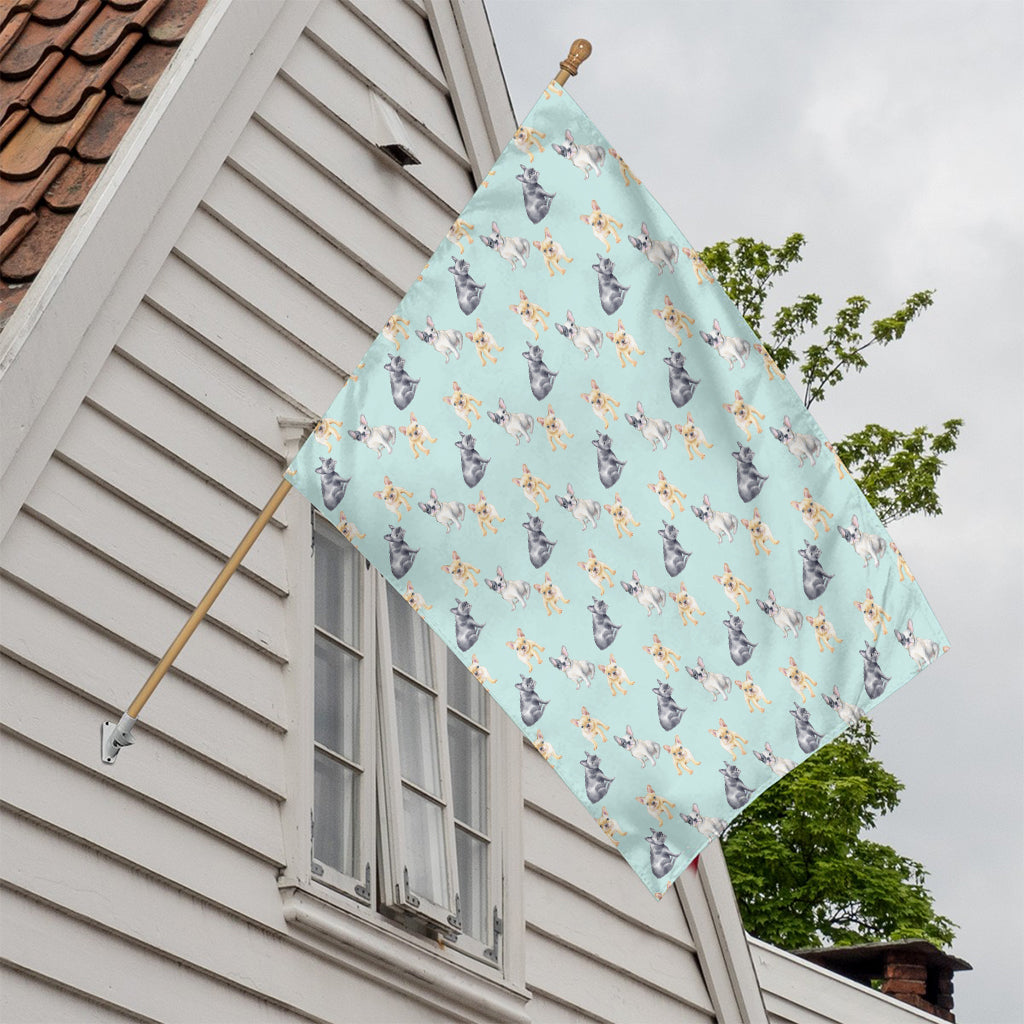 Watercolor French Bulldog Pattern Print House Flag