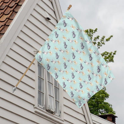 Watercolor French Bulldog Pattern Print House Flag