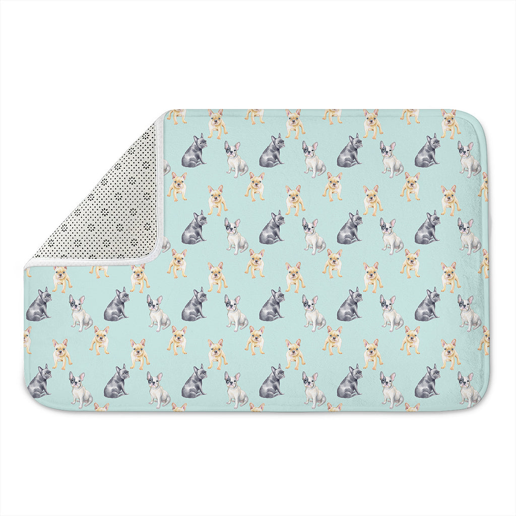Watercolor French Bulldog Pattern Print Indoor Door Mat