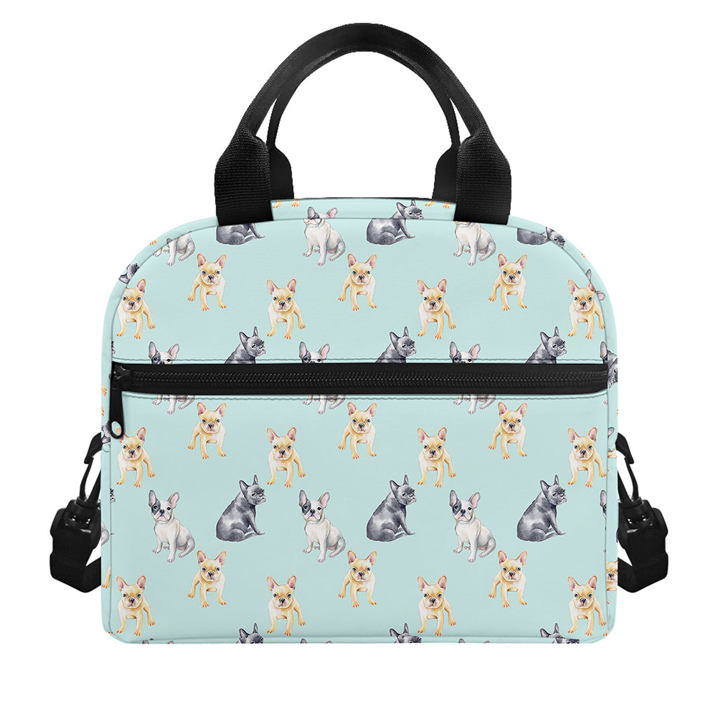 Watercolor French Bulldog Pattern Print Insulated Lunch Bag
