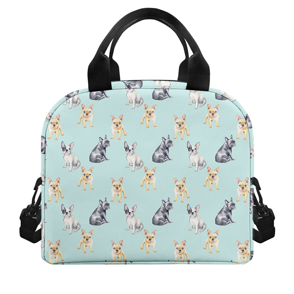 Watercolor French Bulldog Pattern Print Insulated Lunch Bag