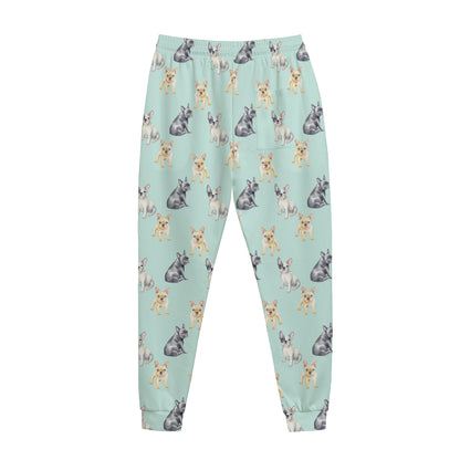 Watercolor French Bulldog Pattern Print Jogger Pants