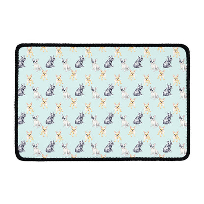 Watercolor French Bulldog Pattern Print Kitchen Mat