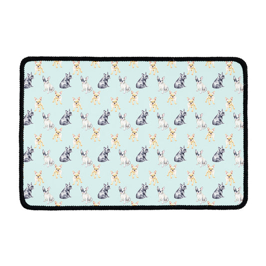 Watercolor French Bulldog Pattern Print Kitchen Mat