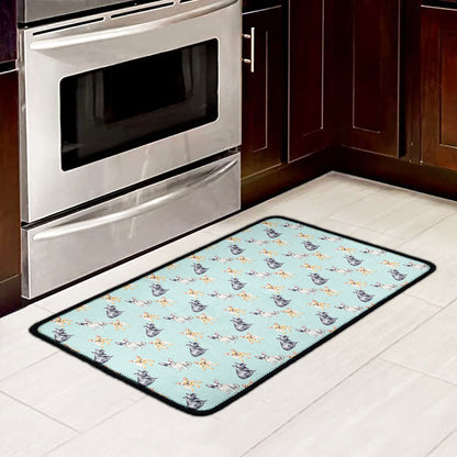 Watercolor French Bulldog Pattern Print Kitchen Mat