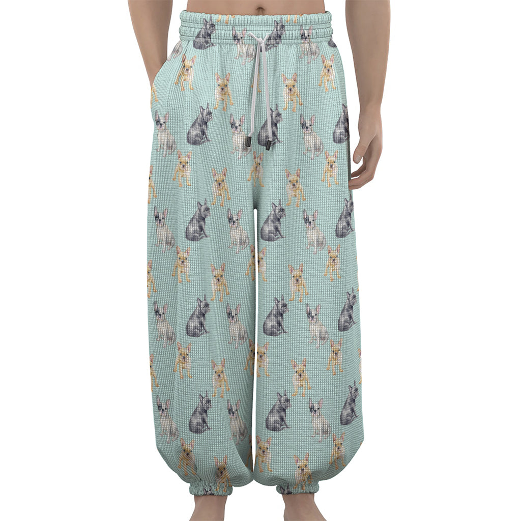 Watercolor French Bulldog Pattern Print Lantern Pants
