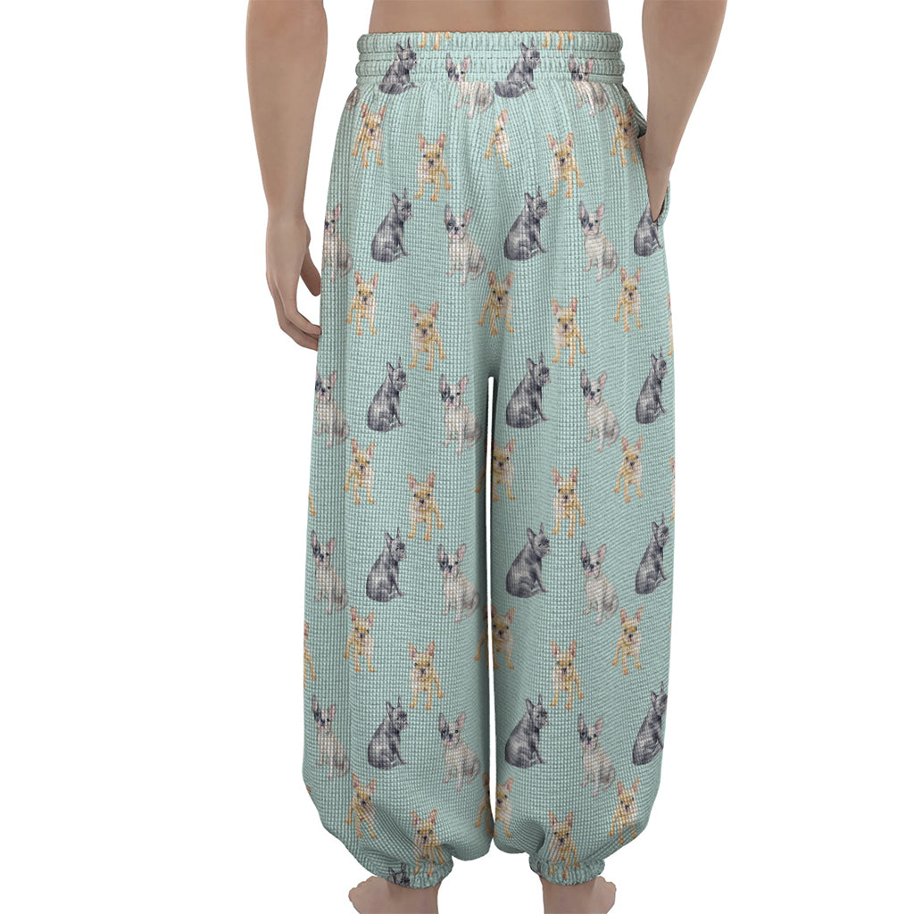 Watercolor French Bulldog Pattern Print Lantern Pants