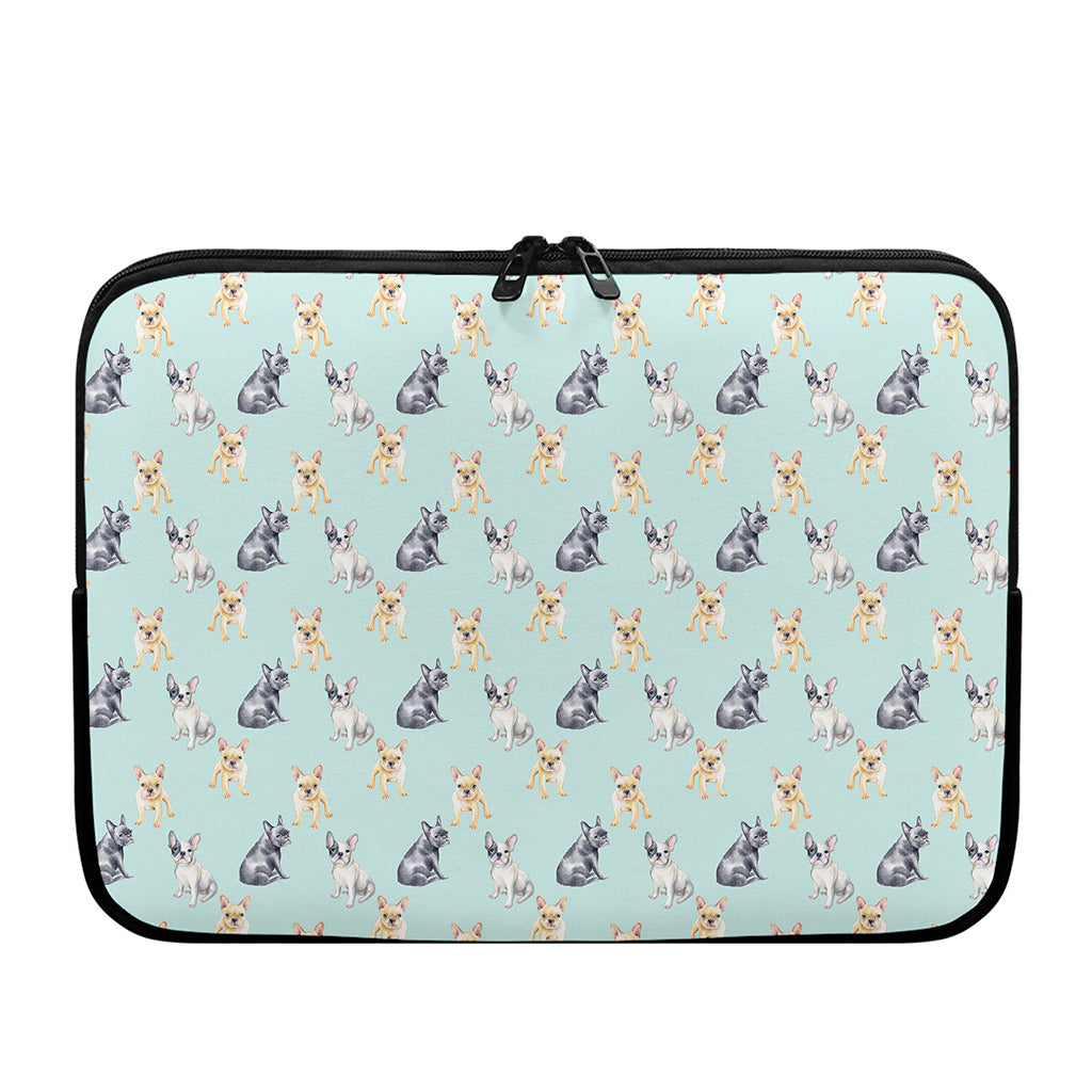 Watercolor French Bulldog Pattern Print Laptop Sleeve