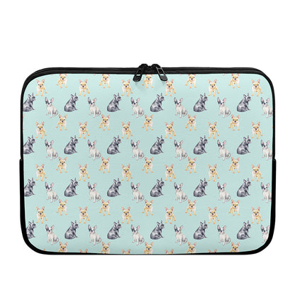 Watercolor French Bulldog Pattern Print Laptop Sleeve