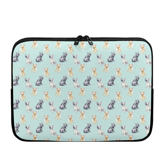 Watercolor French Bulldog Pattern Print Laptop Sleeve