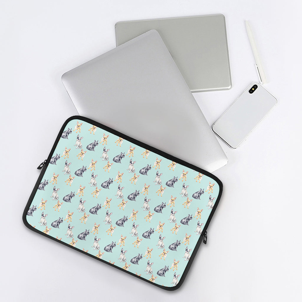 Watercolor French Bulldog Pattern Print Laptop Sleeve