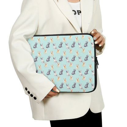 Watercolor French Bulldog Pattern Print Laptop Sleeve