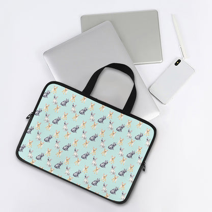 Watercolor French Bulldog Pattern Print Laptop Sleeve With Handle