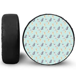 Watercolor French Bulldog Pattern Print Leather Spare Tire Cover