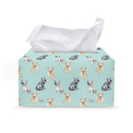 Watercolor French Bulldog Pattern Print Leather Tissue Box Cover