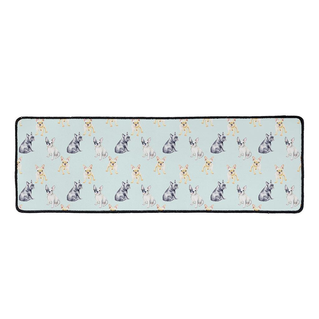 Watercolor French Bulldog Pattern Print Long Kitchen Mat