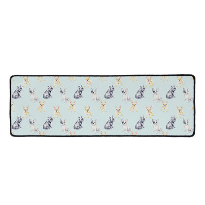 Watercolor French Bulldog Pattern Print Long Kitchen Mat