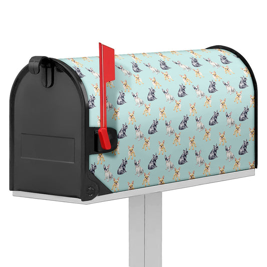 Watercolor French Bulldog Pattern Print Mailbox Cover